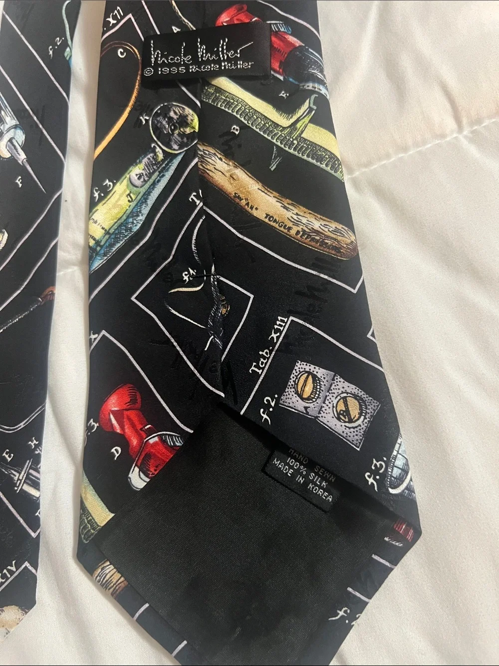Nicole Miller Black Novelty Print Men's Tie with Multicolor Accents (#30)